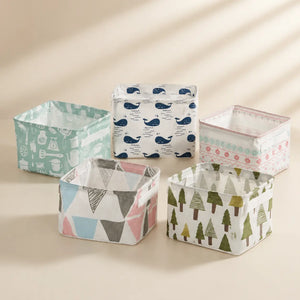 Mini Canvas Storage Basket | Foldable Desktop Organizer