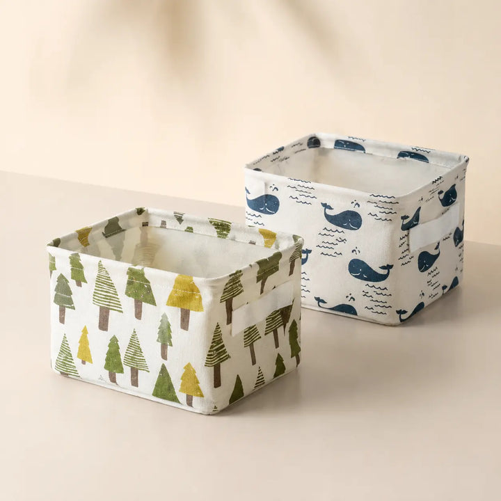 Mini Canvas Storage Basket | Foldable Desktop Organizer