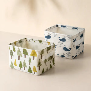 Mini Canvas Storage Basket | Foldable Desktop Organizer