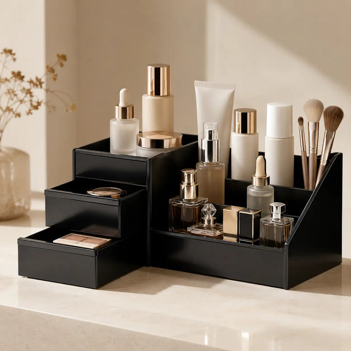 Multifunction Plastic Desktop Organizer with Drawers | Makeup, Skincare, Lipstick & Office Stationery Storage Holder