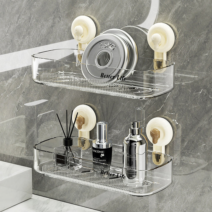 Multi-Purpose Transparent Suction Cup Storage Shelf
