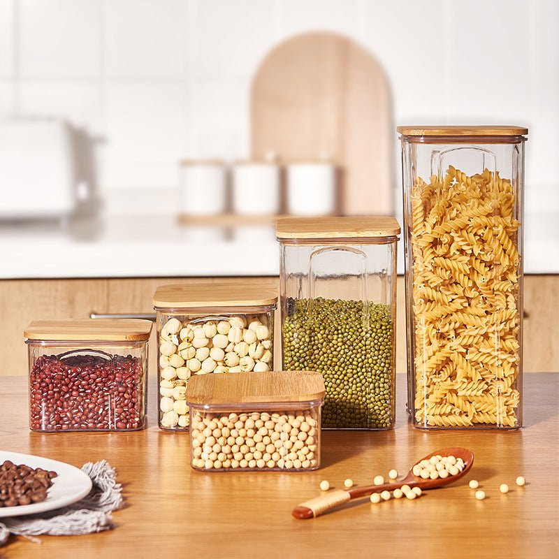 Airtight Plastic Food Storage Container with Bamboo Lid | Stylish Pantry & Kitchen Organizer