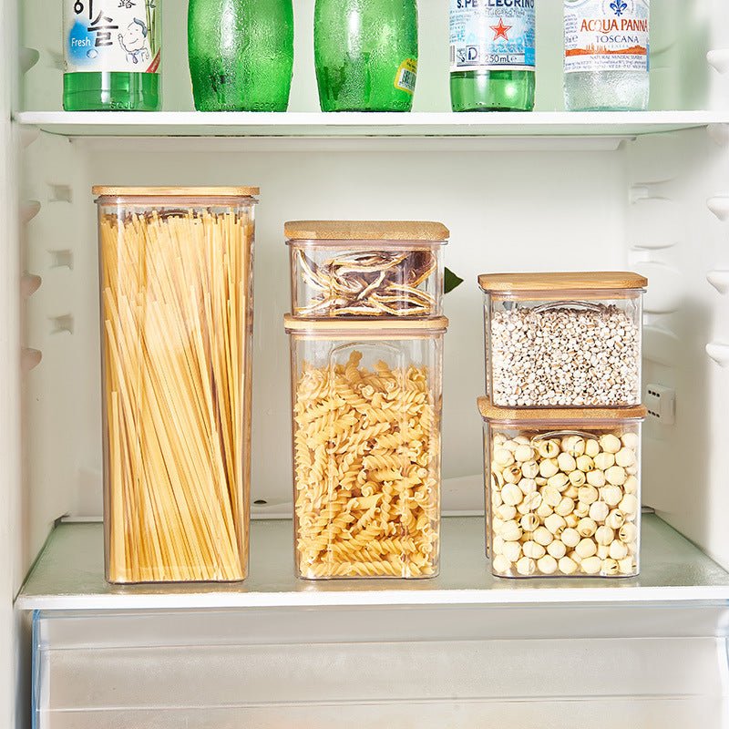 Airtight Plastic Food Storage Container with Bamboo Lid | Stylish Pantry & Kitchen Organizer