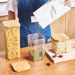 Airtight Plastic Food Storage Container with Bamboo Lid | Stylish Pantry & Kitchen Organizer