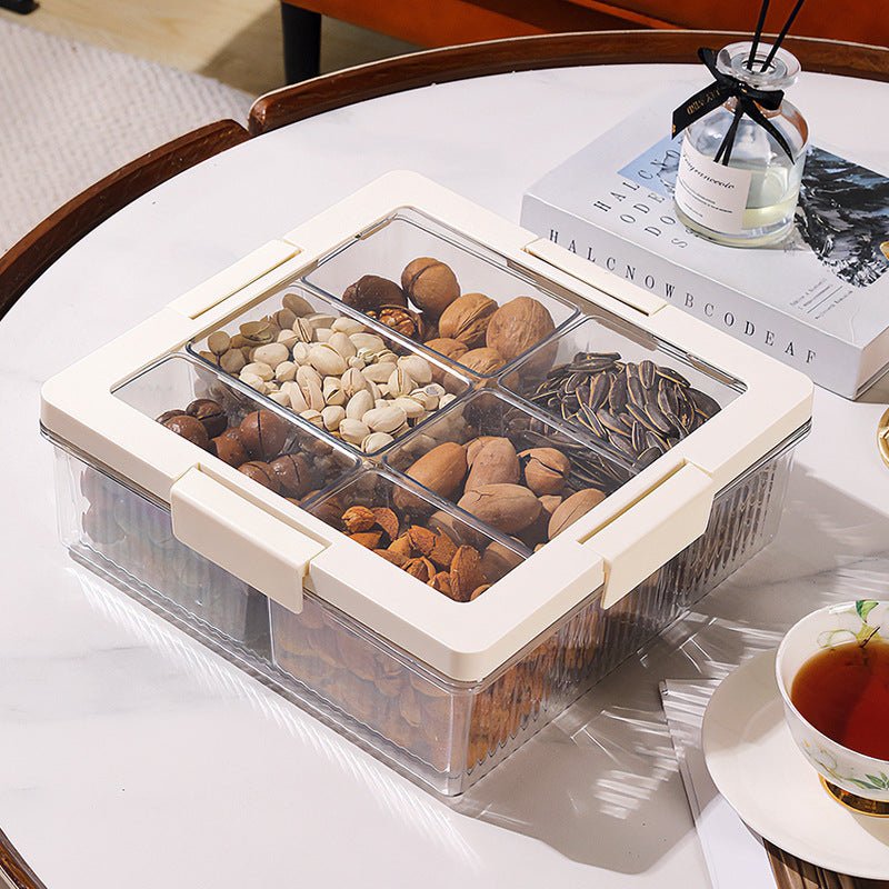 6-Grid Multi-Purpose Snack & Candy Storage Box (27cm) | Elegant Serving Tray & Organizer