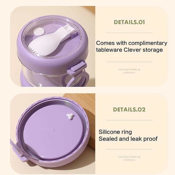 Portable Salad & Yogurt Glass Cup With Leak-Proof Lid | Travel-Ready Meal Prep