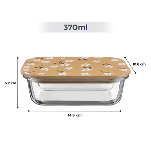 370ml Premium Airtight Borosilicate Glass Container | Eco Bamboo Lid for Stylish Storage