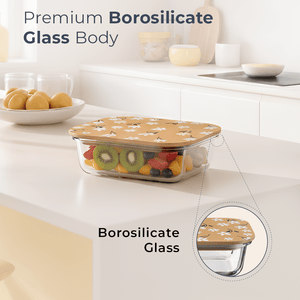 640ml Eco-Friendly Borosilicate Glass Container | Airtight Bamboo Lid Food Box