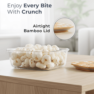 640ml Eco-Friendly Borosilicate Glass Container | Airtight Bamboo Lid Food Box