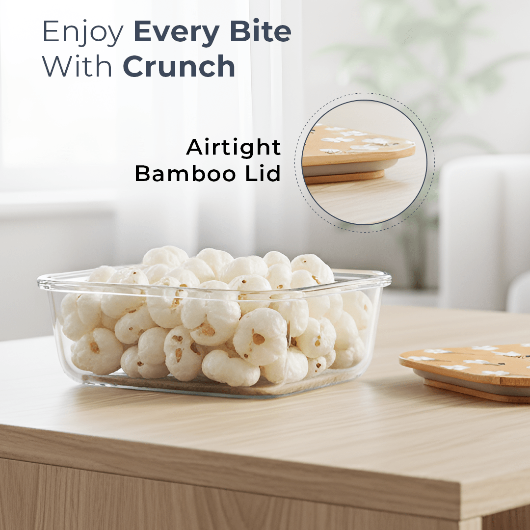 640ml Eco-Friendly Borosilicate Glass Container | Airtight Bamboo Lid Food Box