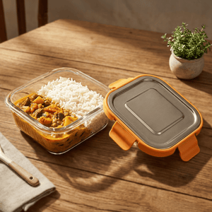 Premium Leak-Proof Borosilicate Glass Container 800ml | Steel Lid for Ultimate Freshness
