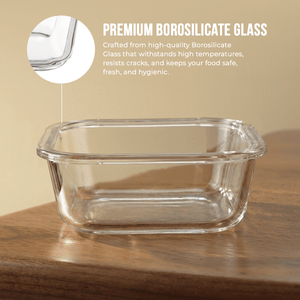 Premium Leak-Proof Borosilicate Glass Container 800ml | Steel Lid for Ultimate Freshness