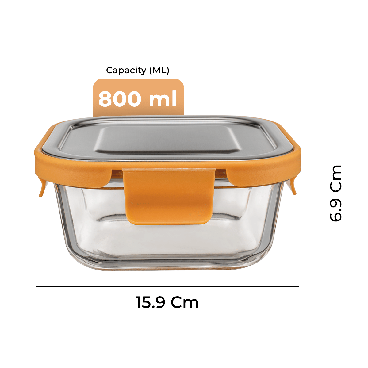 Premium Leak-Proof Borosilicate Glass Container 800ml | Steel Lid for Ultimate Freshness