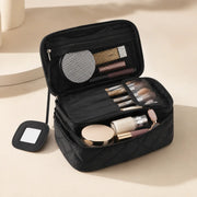 Premium Makeup Organizer Pouch | Travel Cosmetic Storage Bag with Brush Holders & Multi-Compartment Design