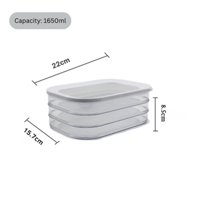 Multi-Purpose 3-Layer Transparent Refrigerator Sealed Storage Box with Lid | Stackable Fridge Organizer