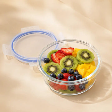 Round Glass Lunch Box 370ML (1 Pc) | Borosilicate Airtight Food Storage Container