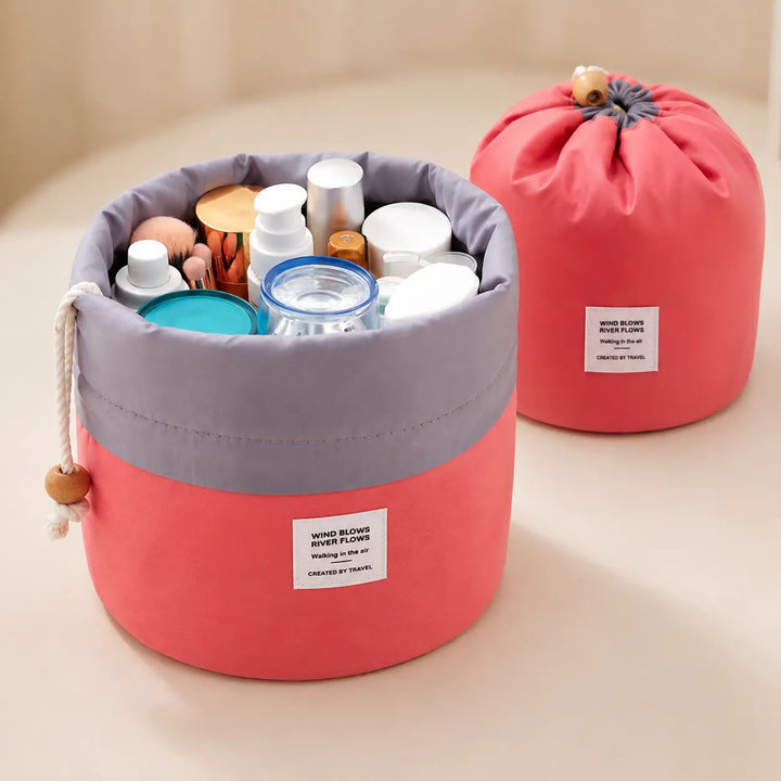 Stylish Drawstring Bucket Makeup Bag for Women | Portable Cosmetic & Toiletry Organizer Pouch for Travel and Daily Use