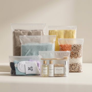 Transparent Travel Storage Bags Set of 5 | Airtight Zipper Pouches for Clothes, Toiletries & Multipurpose Packing Organizer
