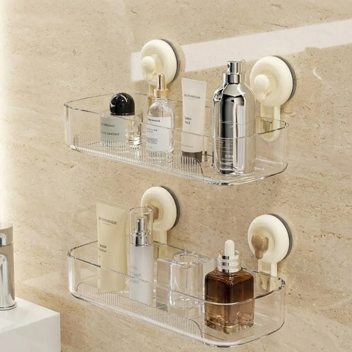 Multi-Purpose Transparent Suction Cup Storage Shelf