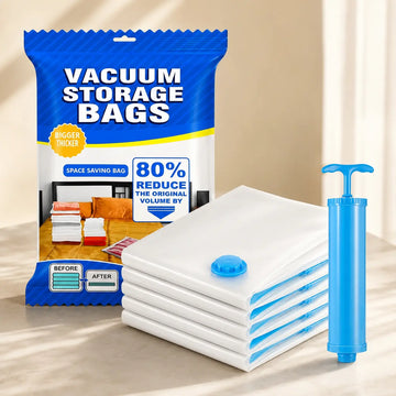 Vacuum Storage Bags 5 PCS with Pump Space Saver Compression Bags Reusable Organizer