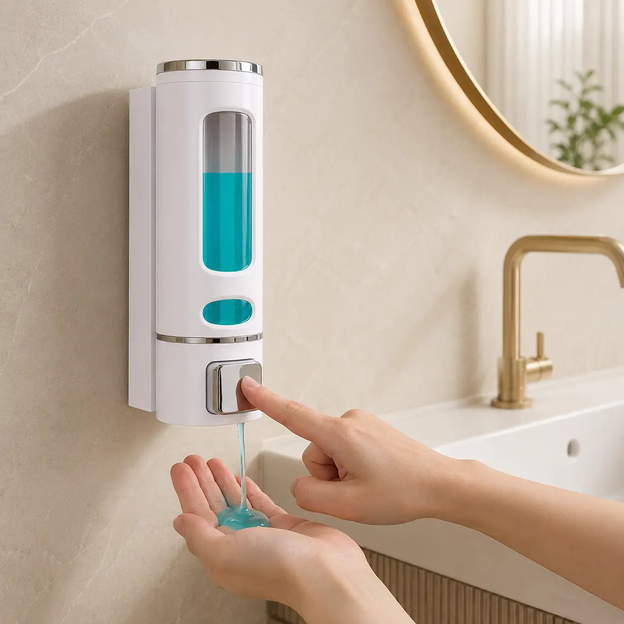 Wall Mounted Liquid Hand Wash Soap Dispenser | Refillable Manual Pump Dispenser for Bathroom & Kitchen
