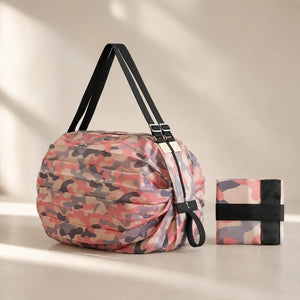 Waterproof Foldable Travel Tote Bag with Zipper | Compact Reusable Shopping & Shoulder Bag for Men and Women