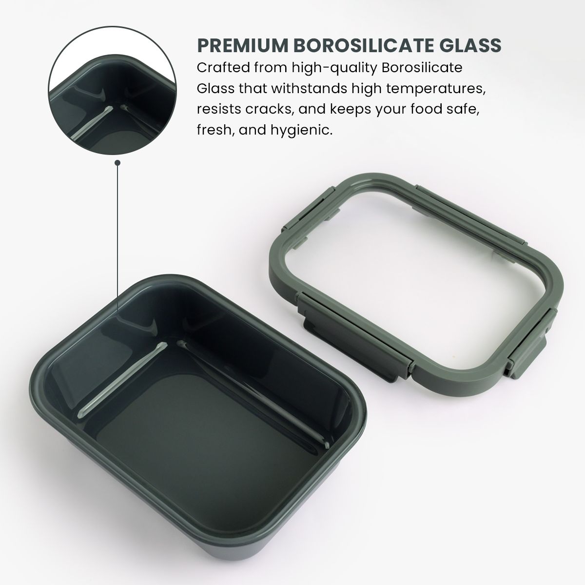 Rectangle 1050ml Non-Stick Glass Food Storage Container | Easy Clean Freshness Lock