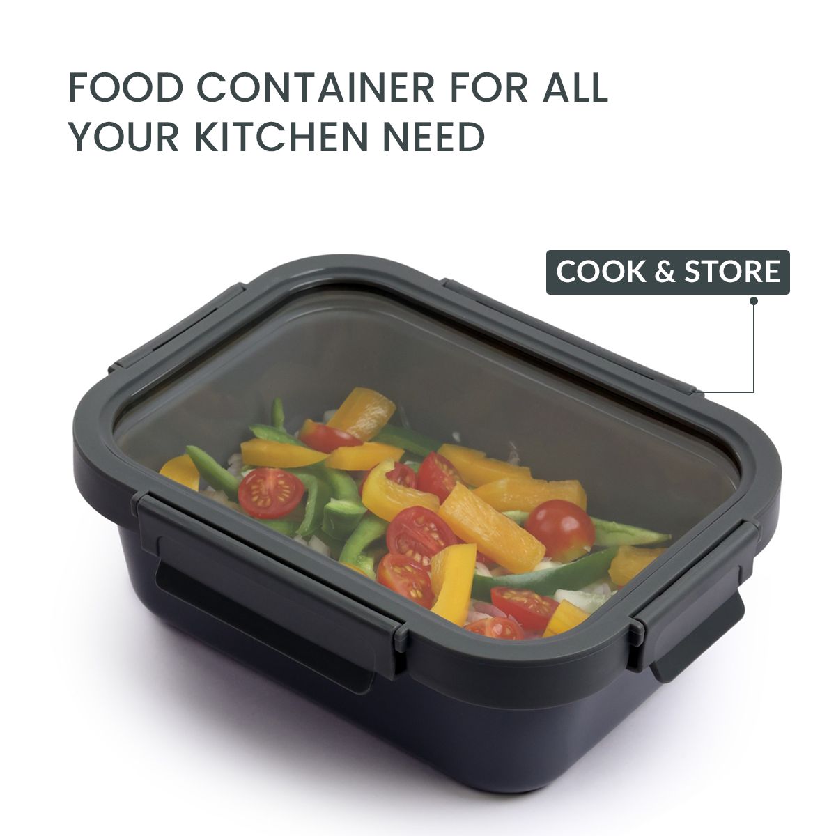 Rectangle 1050ml Non-Stick Glass Food Storage Container | Easy Clean Freshness Lock