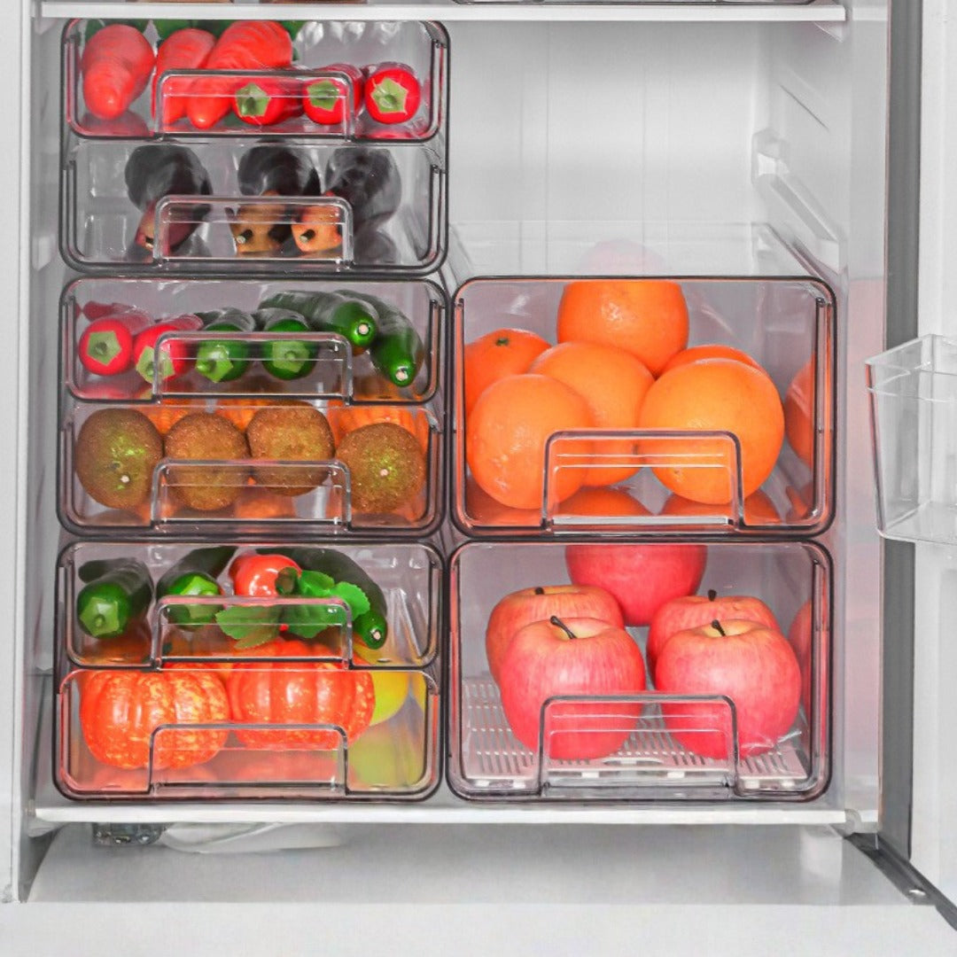 Stackable Pull-Out Fridge Storage Containers | Ventilated Produce Organizer Bins