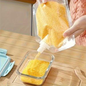 1.5L Transparent Grain Storage Bag with Pour Spout - Resealable Stand-Up Pantry Organizer