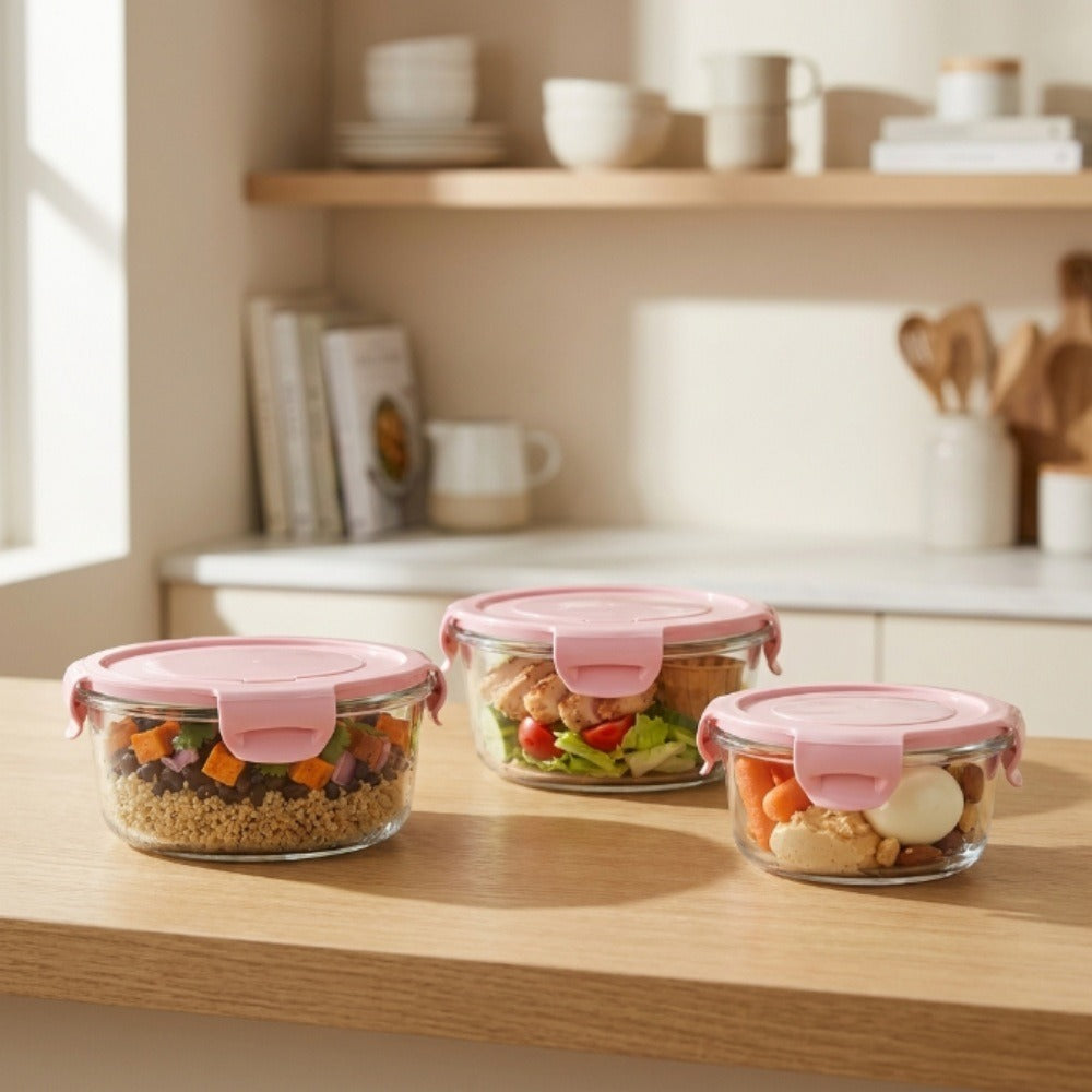 Easy Flow Cereal Dispenser Set of 3 | Airtight Kitchen Storage Jars for Rice, Pasta & Pulses (400ml, 600ml, 800ml) Leak-Proof, Easy Pour Design
