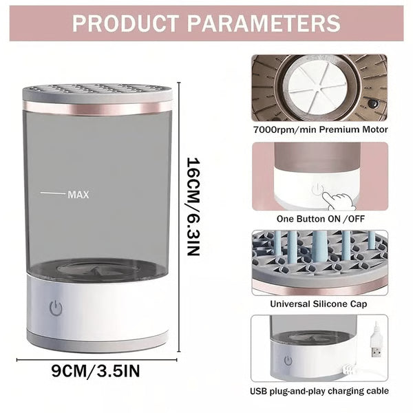 Automatic Electric Makeup Brush Cleaner & Dryer – Fast, Portable & Deep Cleaning for All Sizes