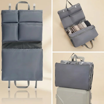 7 Pocket Wardrobe Travel Bag | Foldable Hanging Garment Organizer Duffel with Trolley Sleeve