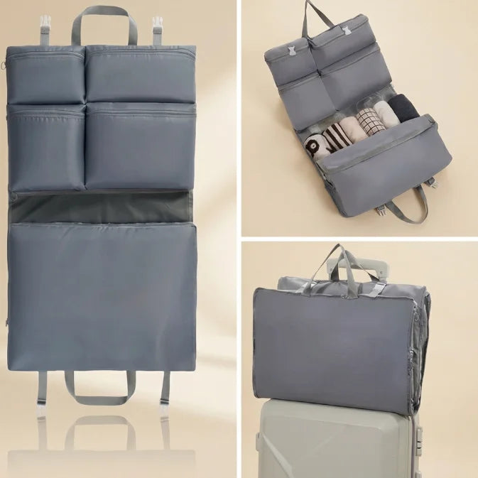 7 Pocket Wardrobe Travel Bag | Foldable Hanging Garment Organizer Duffel with Trolley Sleeve