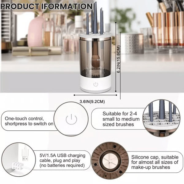 Automatic Electric Makeup Brush Cleaner & Dryer – Fast, Portable & Deep Cleaning for All Sizes