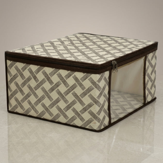 Non-Woven Saree Storage Box with Transparent Window | Foldable Clothes & Blanket Organizer for Wardrobe, Closet & Seasonal Storage (pack 2)