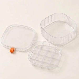 2-Layer Clear Acrylic Jewelry Organizer Box | Green Tray Storage for Earrings, Necklaces, Rings & Accessories | Dresser Organizer