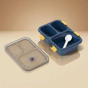 3 Compartment Lunch Box with Spoon | Leak-Resistant Bento Lunch Box for School | BPA-Free Food Storage Tiffin Box for Kids & Adults