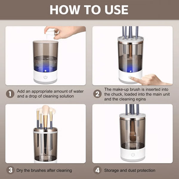 Automatic Electric Makeup Brush Cleaner & Dryer – Fast, Portable & Deep Cleaning for All Sizes