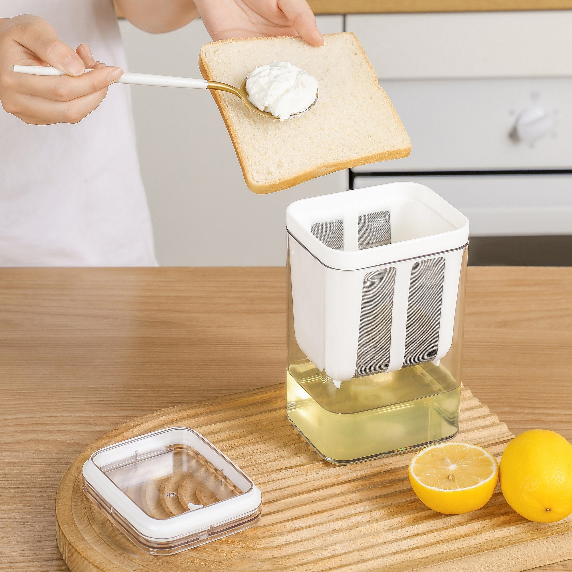 Premium Hung Curd Maker with Ultra-Fine Mesh Strainer (1100ml) | DIY Greek Yogurt & Cheese Making Kit