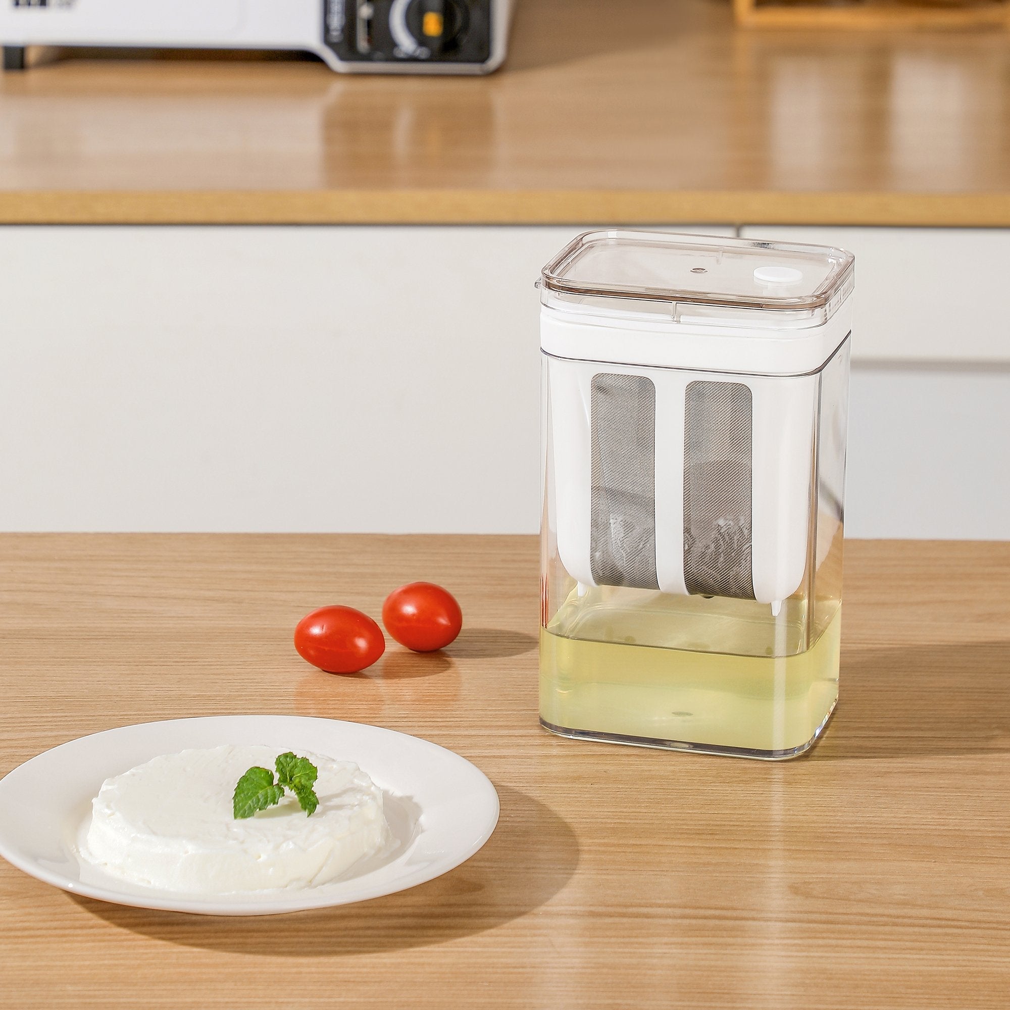 Premium Hung Curd Maker with Ultra-Fine Mesh Strainer (1100ml) | DIY Greek Yogurt & Cheese Making Kit