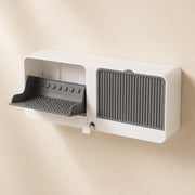 2-in-1 Wall Mounted Soap Holder with Hooks | Self Draining No Drill Soap Dish