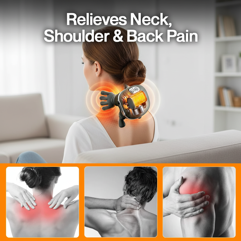 Housious® Electric Shoulder & Neck Massager – Deep Tissue Relief with Dual-Zone Heat & Palm Massag