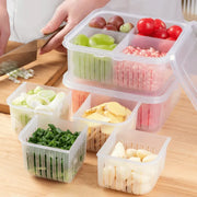 4 Grid Fridge Organizer Box | Polypropylene Vegetable Storage Container for Garlic, Ginger, Coriander Leaves, Green Chili Diced...