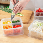 4 Grid Fridge Organizer Box | Polypropylene Vegetable Storage Container for Garlic, Ginger, Coriander Leaves, Green Chili Diced...