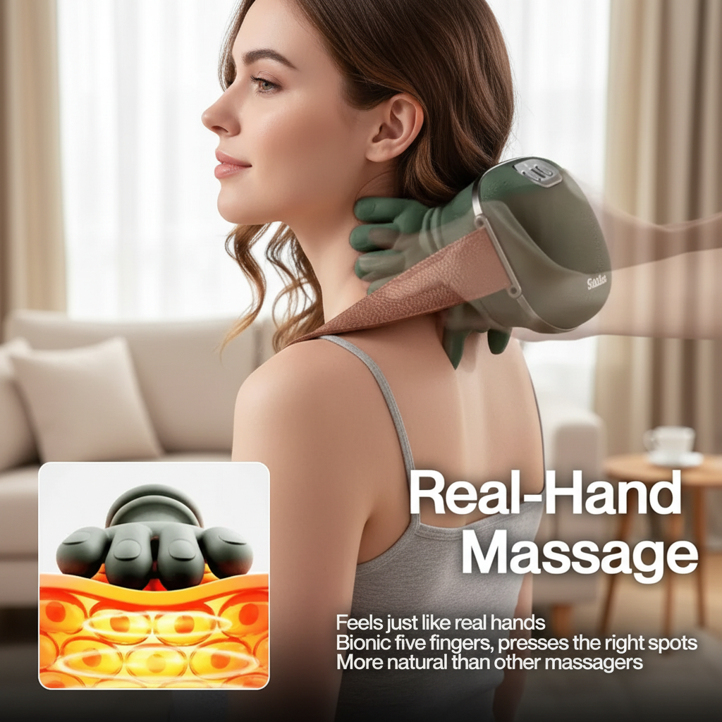 Housious® Electric Shoulder & Neck Massager – Deep Tissue Relief with Dual-Zone Heat & Palm Massag