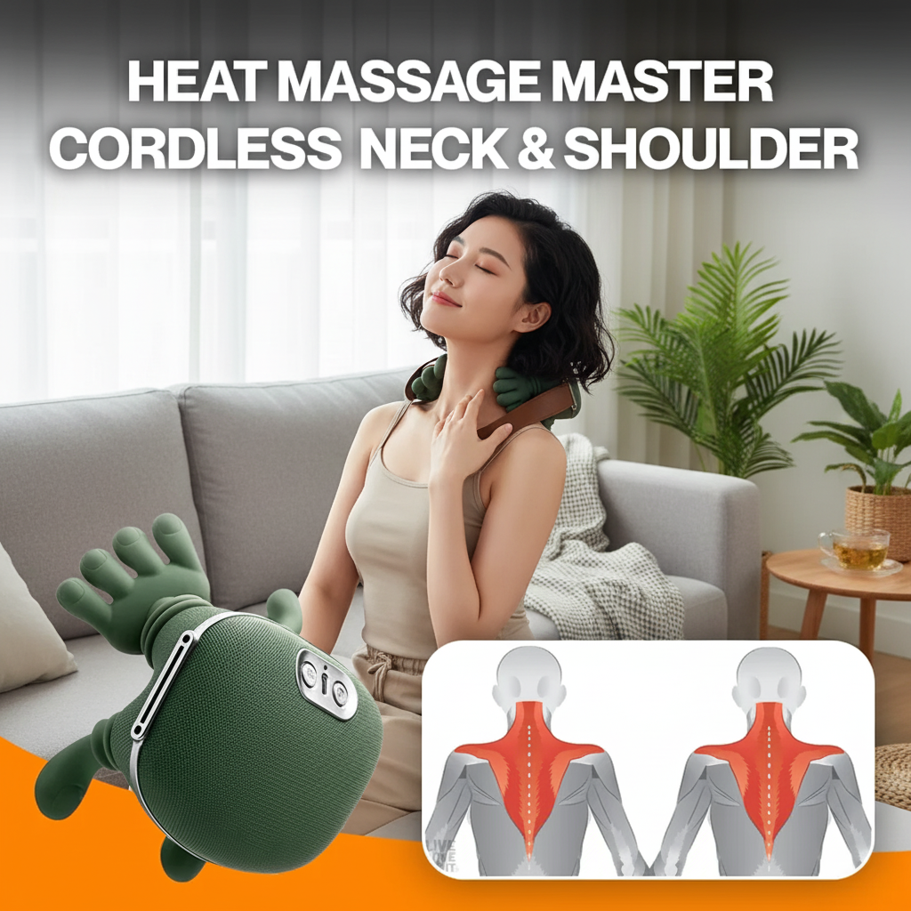Housious® Electric Shoulder & Neck Massager – Deep Tissue Relief with Dual-Zone Heat & Palm Massag