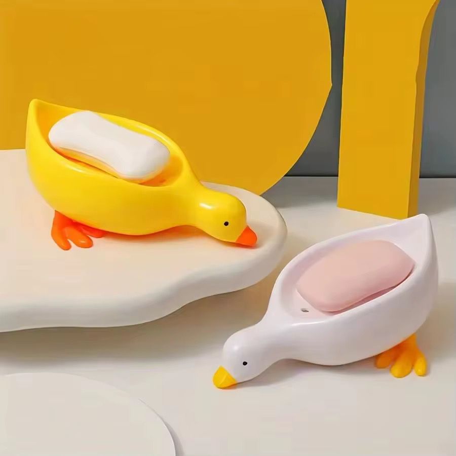 Cute Duck Soap Dish – Cartoon Duck Shape Self-Draining Soap Holder for Bathroom, Shower & Toilet – Open Design Soap Box Tray