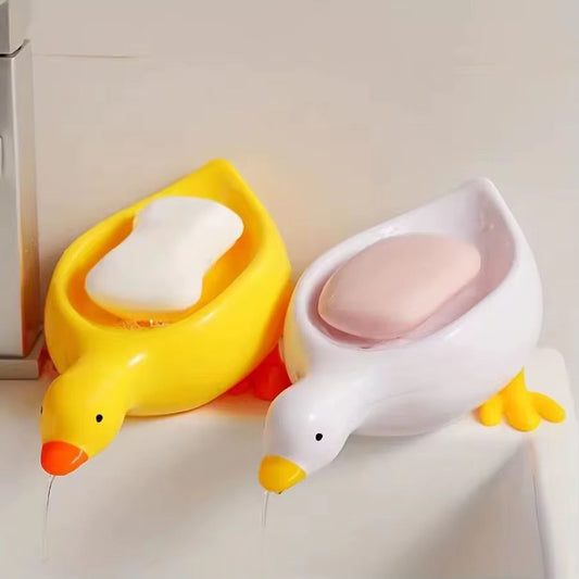 Cute Duck Soap Dish – Cartoon Duck Shape Self-Draining Soap Holder for Bathroom, Shower & Toilet – Open Design Soap Box Tray