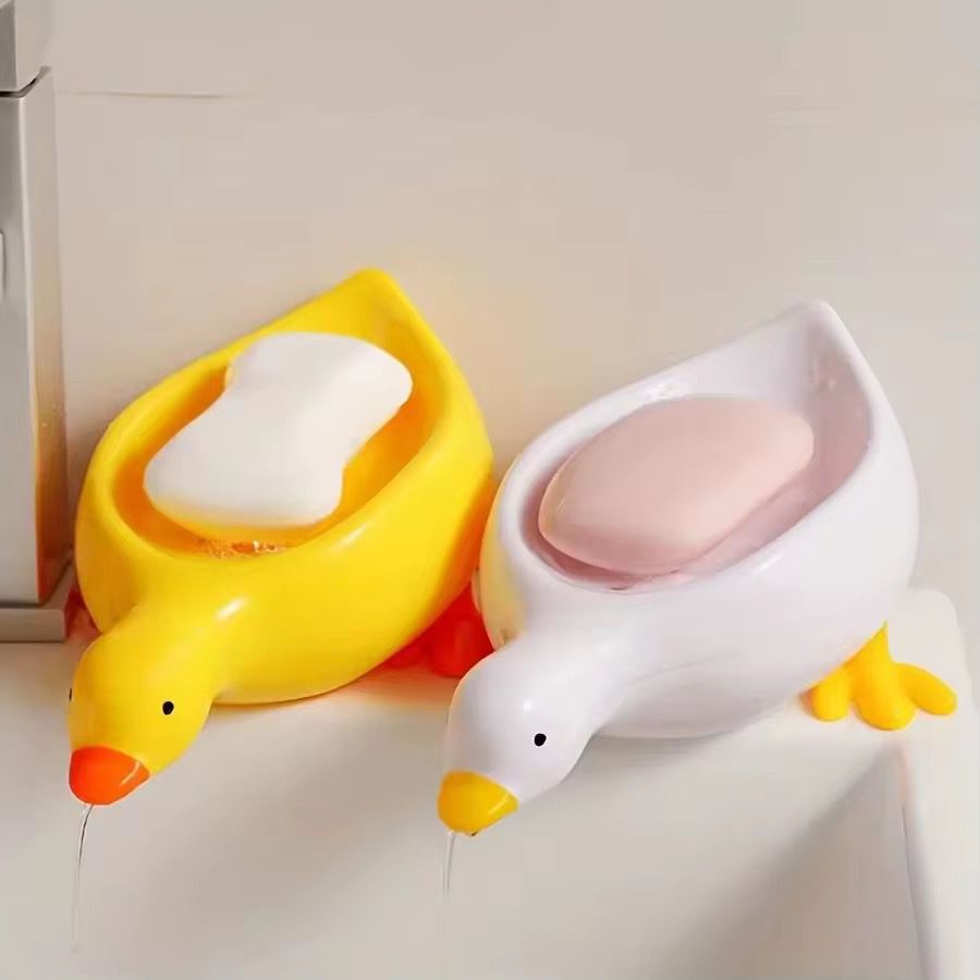 Cute Duck Soap Dish – Cartoon Duck Shape Self-Draining Soap Holder for Bathroom, Shower & Toilet – Open Design Soap Box Tray
